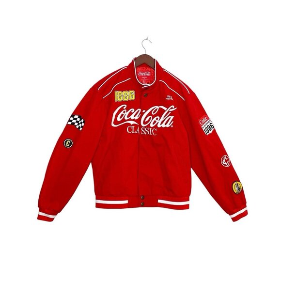 Forever 21 x Coca-Cola Patched Racing Bomber Jacket Size Small- EUC